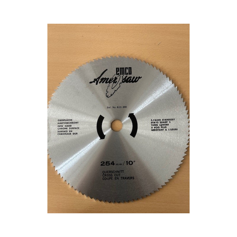 Kreissägeblatt für Querschnitte Ø 254/20 mm, 104 Zähne, Oberfläche hartverchromt