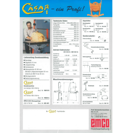 EMCO BANDSCHLEIFEINRICHTUNG incl. Schleifband für Cäsar I und Cäsar II