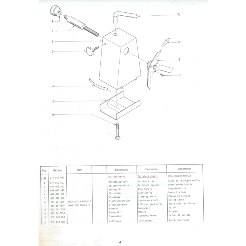 Reitstockpinole - Position 1