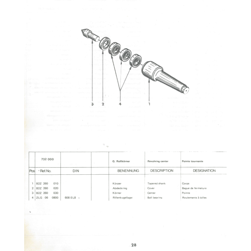 Tapered shank - Position 1
