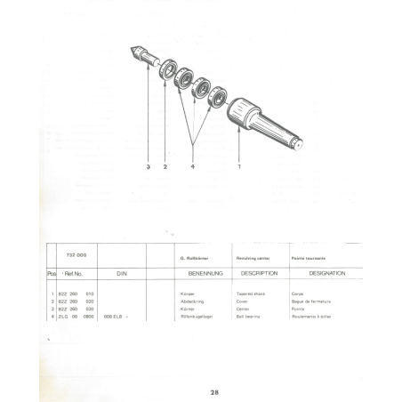 Tapered shank - Position 1