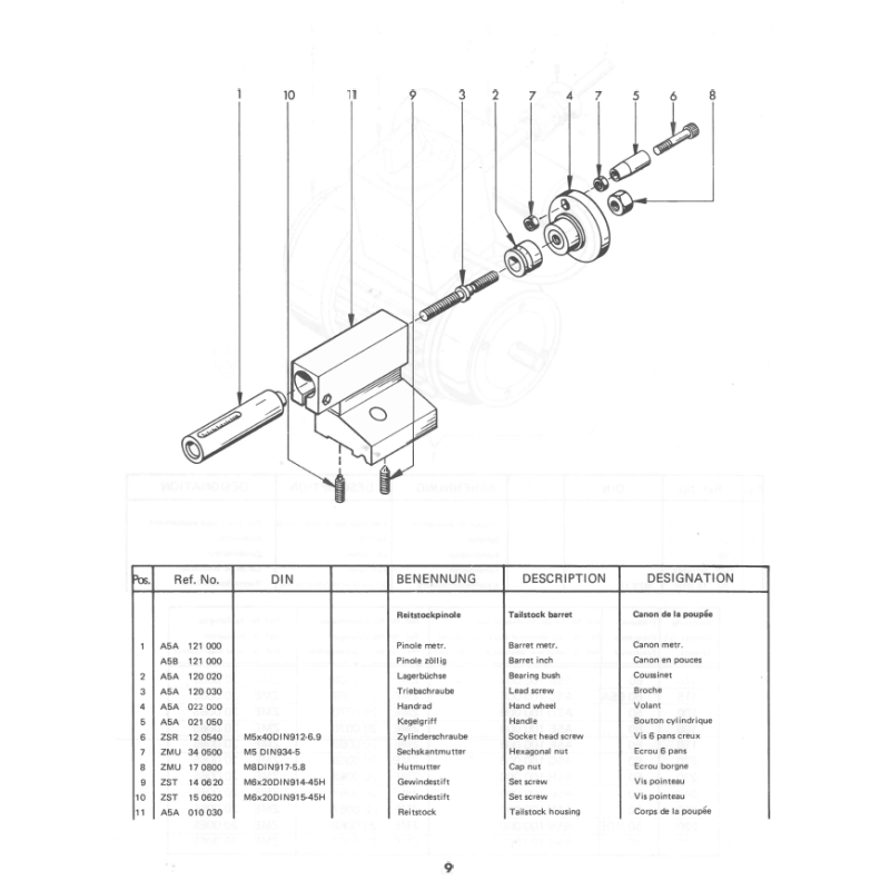 Tailstock compl. metr.