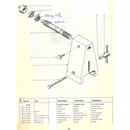 Spindle M27 x 2  / Tailstock compl.