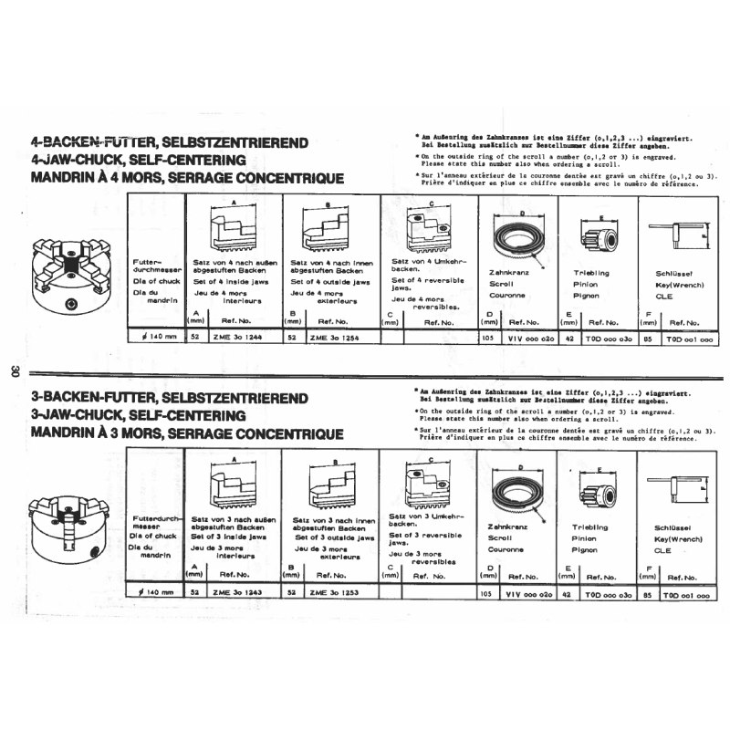 Emco Set 4 outside jaws  Ø 140mm