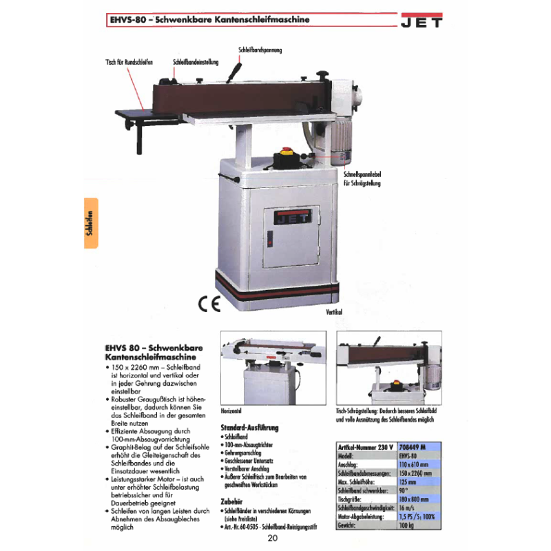 Sending belt /100 Grit - 150x2260 mm for  EVHS-80