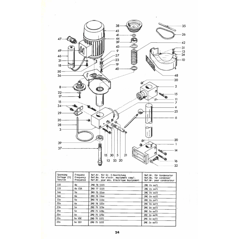 Motor pulley for Vertical attachment compl. - Position 8.